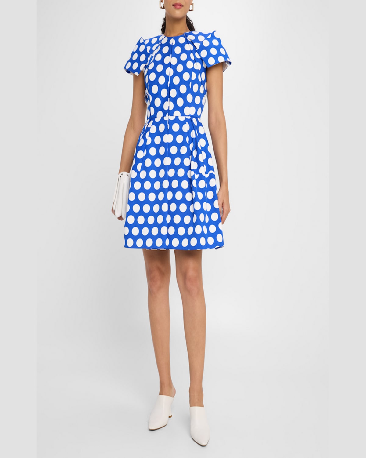 DICE KAYEK SIGNATURE PLEATED POLKA-DOT DRESS 