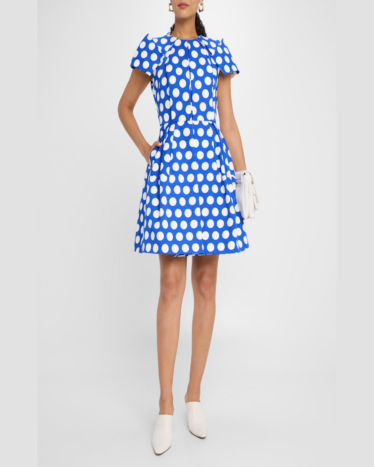 DICE KAYEK SIGNATURE PLEATED POLKA-DOT DRESS 