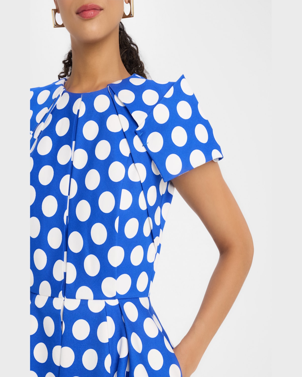 DICE KAYEK SIGNATURE PLEATED POLKA-DOT DRESS 