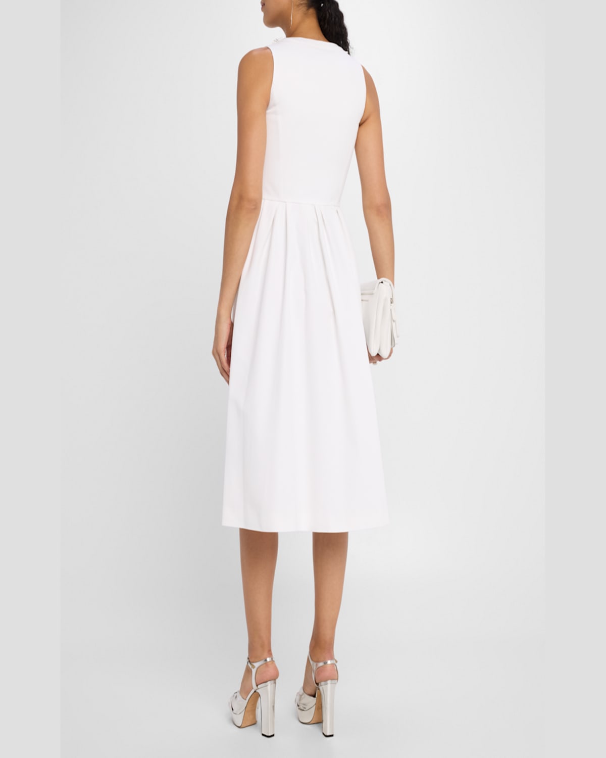 DICE KAYEK ZIP-FRONT EMBROIDERED FIT-&-FLARE MIDI DRESS 