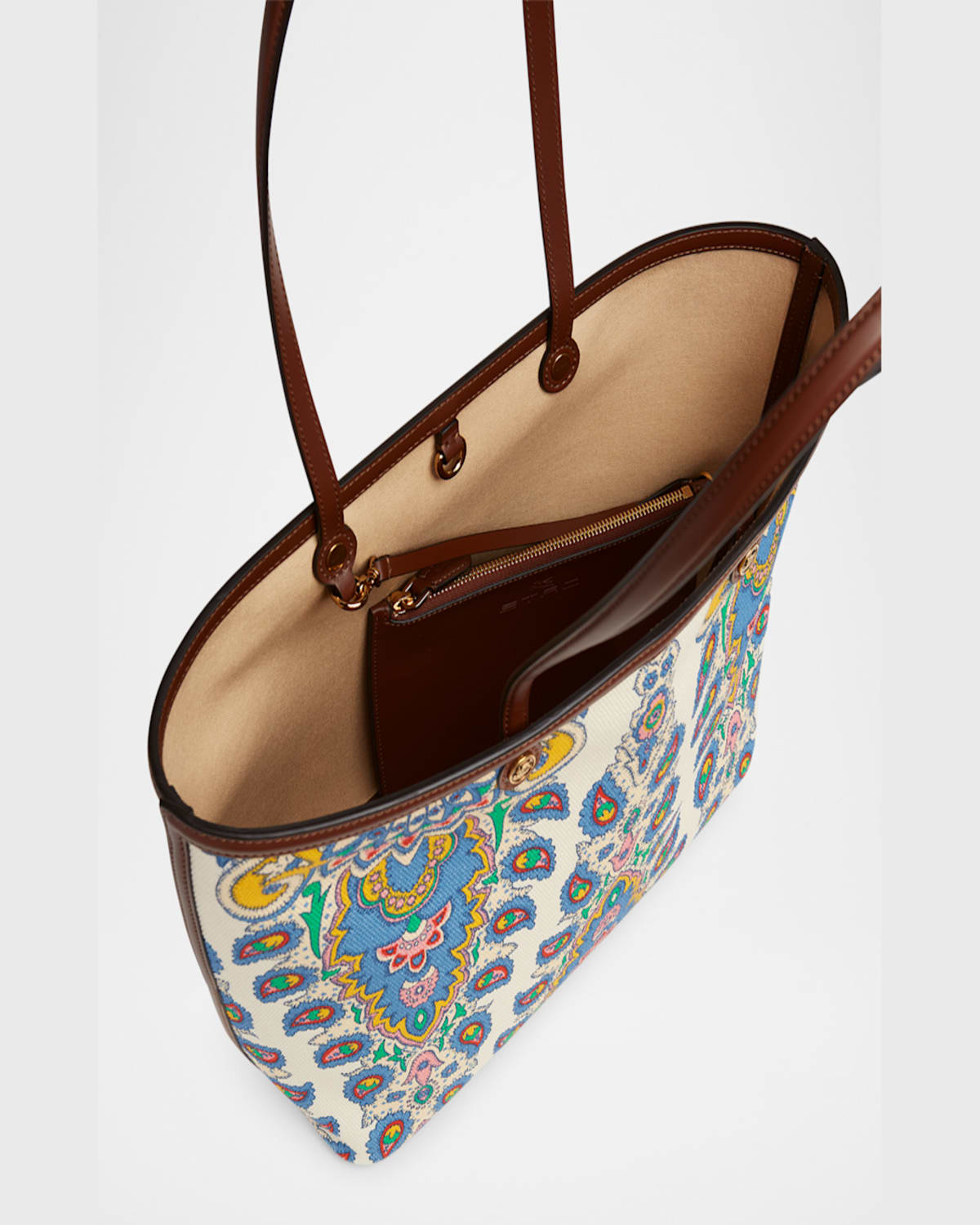 Etro Essential Printed Canvas Shopping Tote Bag In Multi
