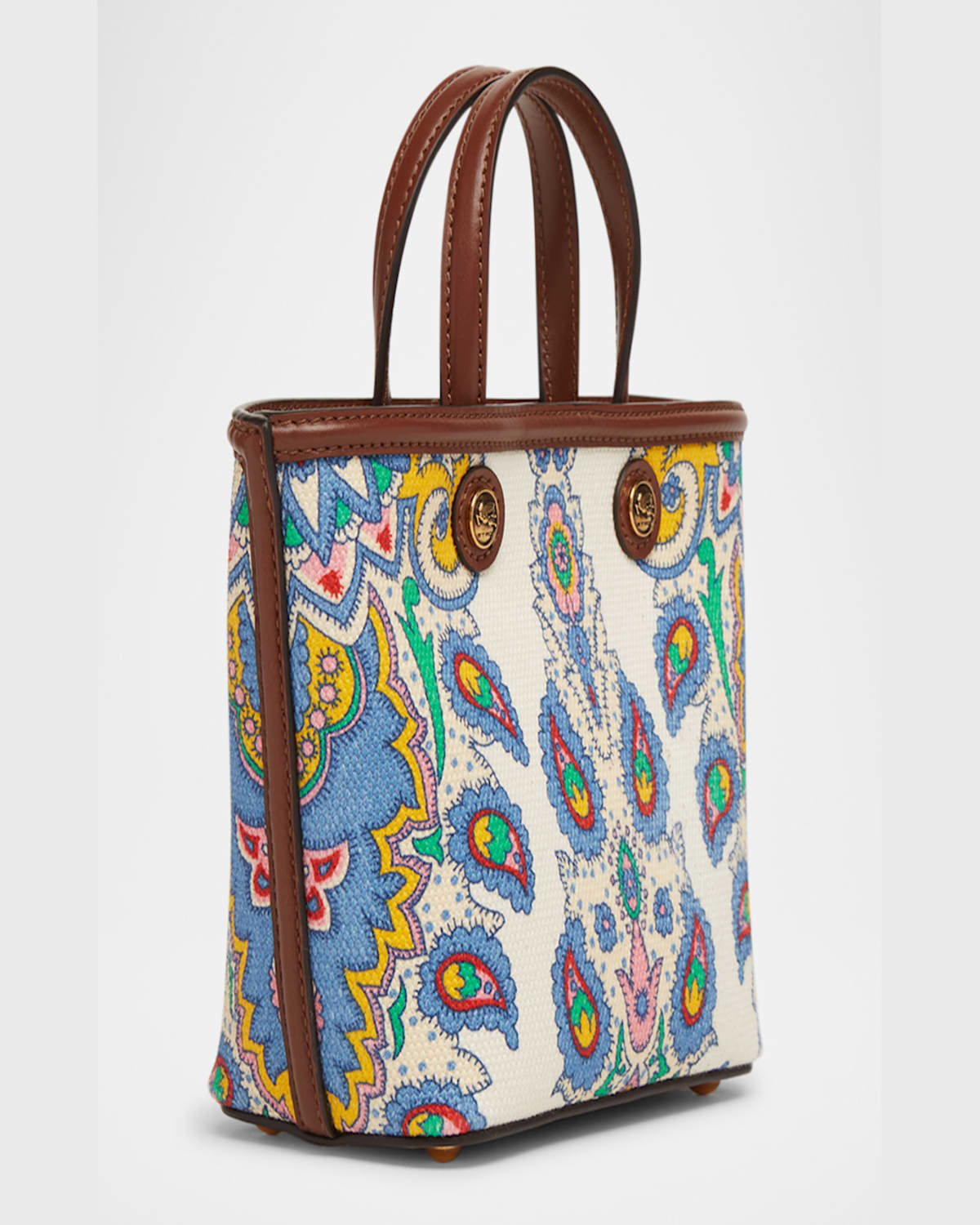Etro Mini Essential Printed Canvas Shopping Tote Bag In Multi