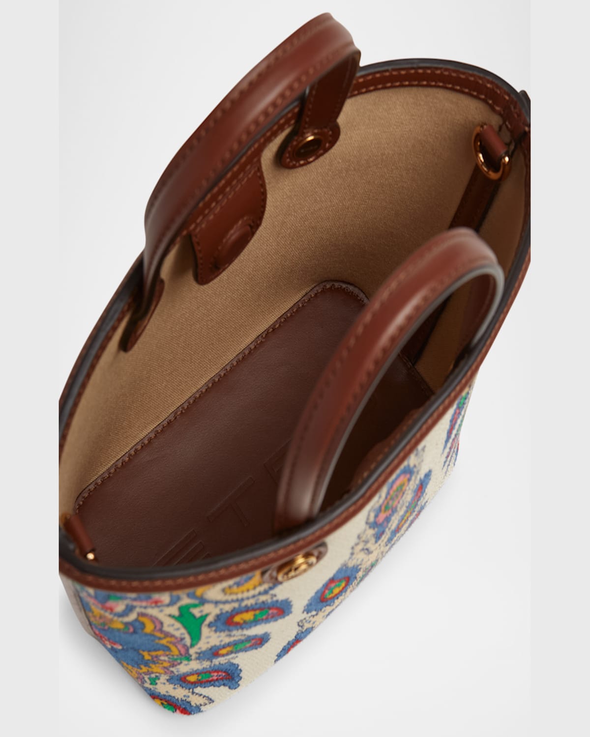 Etro Mini Essential Printed Canvas Shopping Tote Bag In Multi