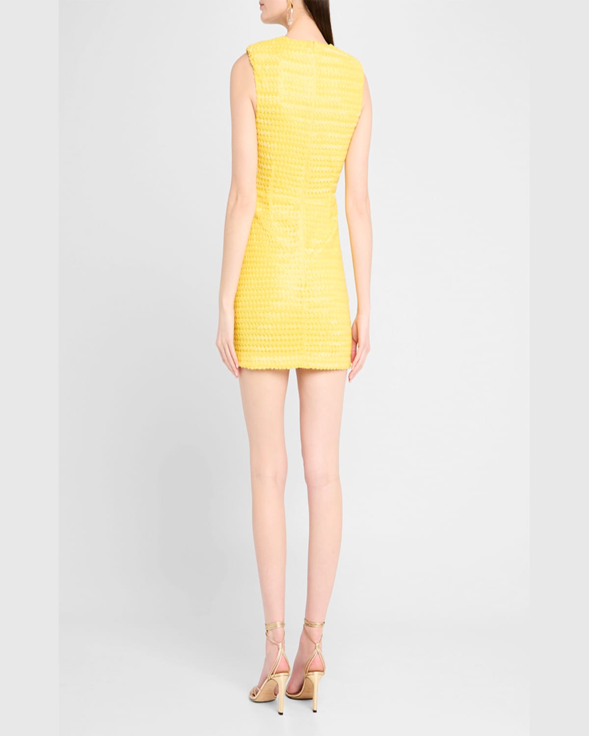 Ramy Brook Lacey Beaded Deep V-neck Mini Dress In Lemon Drop Bead