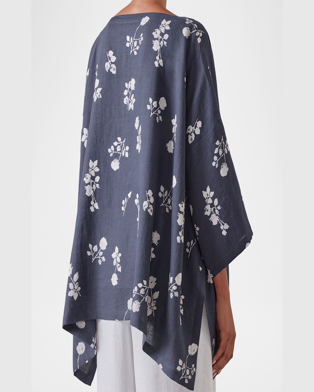Shop Eskandar Dps Scoop-neck 3/4-sleeve Top (mid Plus Length) In Navy