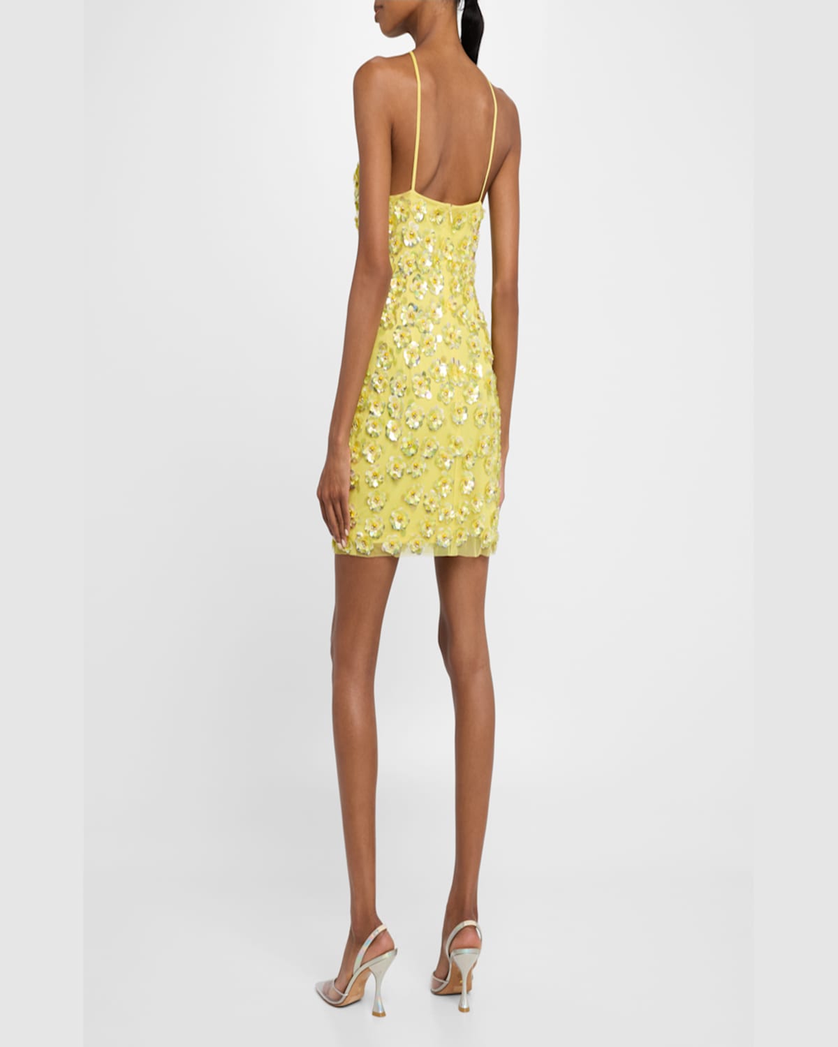 Liv Foster Maeve Beaded Halter Mini Dress In Yellow Multi