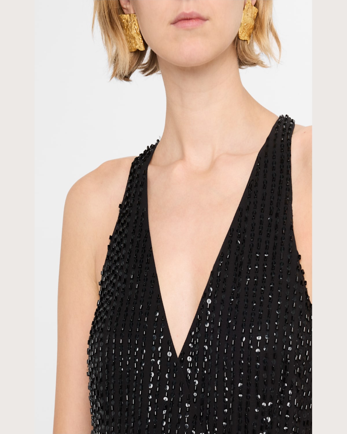 Liv Foster Viola Beaded Racerback Mini Dress In Black