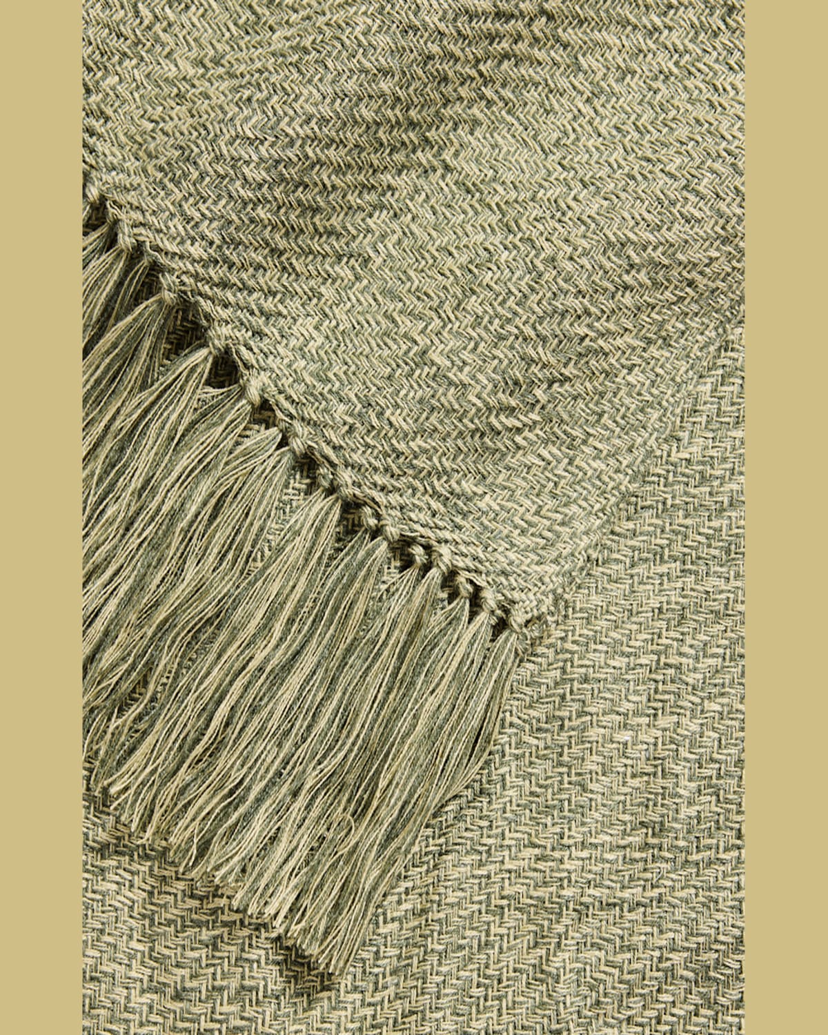 Loro Piana Natte Tweed Fringe Scarf In F6qv Olivine Green Pastel Green