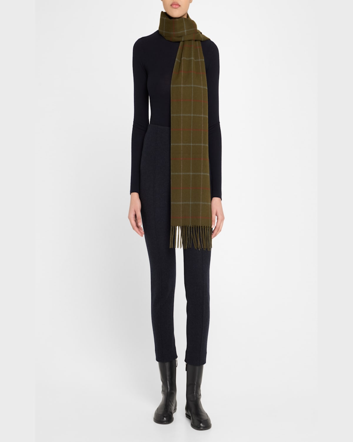 Loro Piana Belt Check-print Cashmere Scarf In F6t8 Oniro Green Trellis Blue Grey Red
