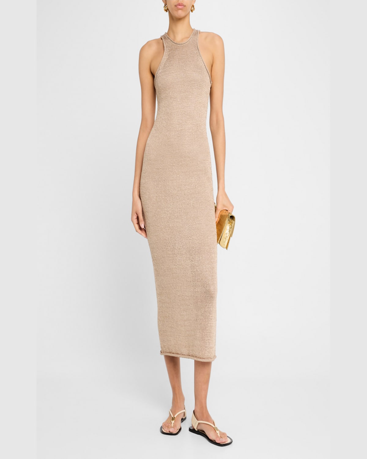 A.l.c Raye Knit Racerback Midi Dress In Sand