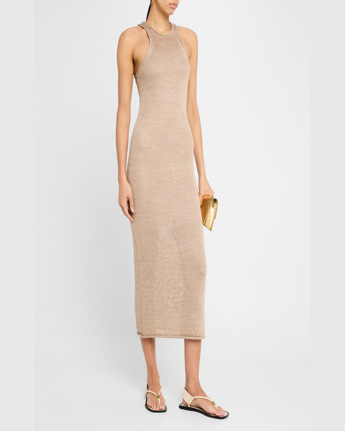 A.l.c Raye Knit Racerback Midi Dress In Sand
