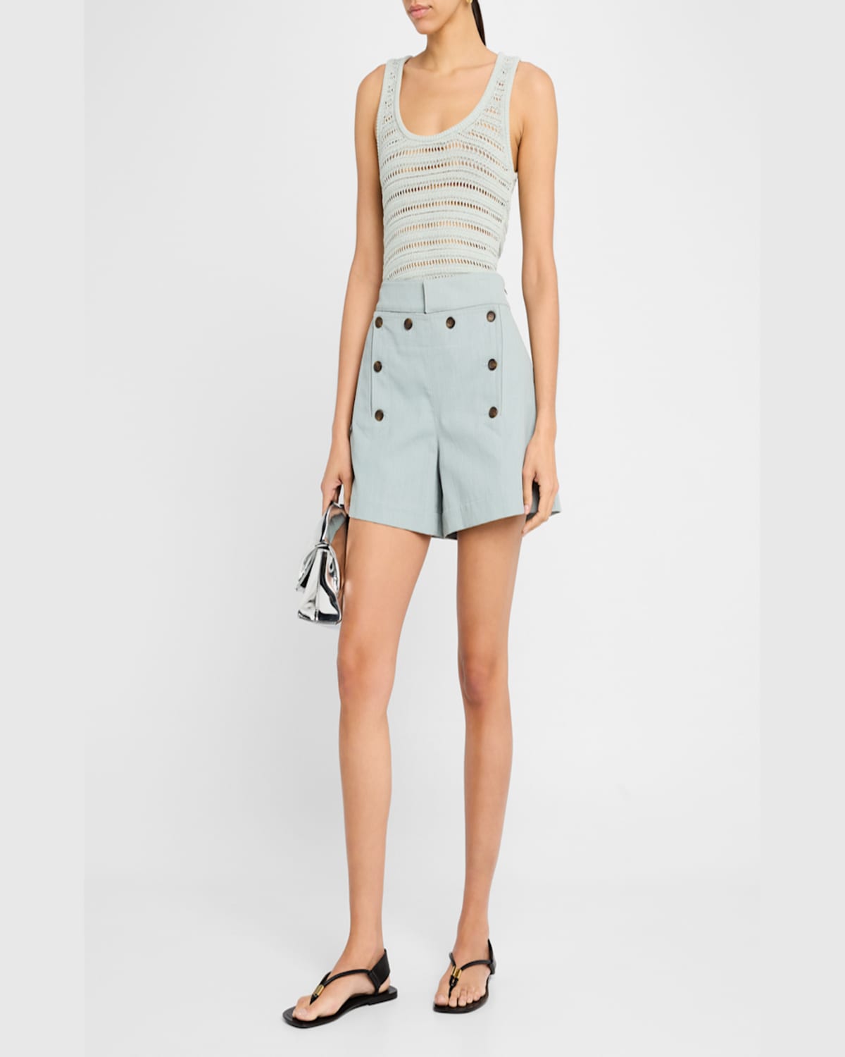 A.l.c . Kira Open Stitch Cotton Blend Sweater Tank In Cascade