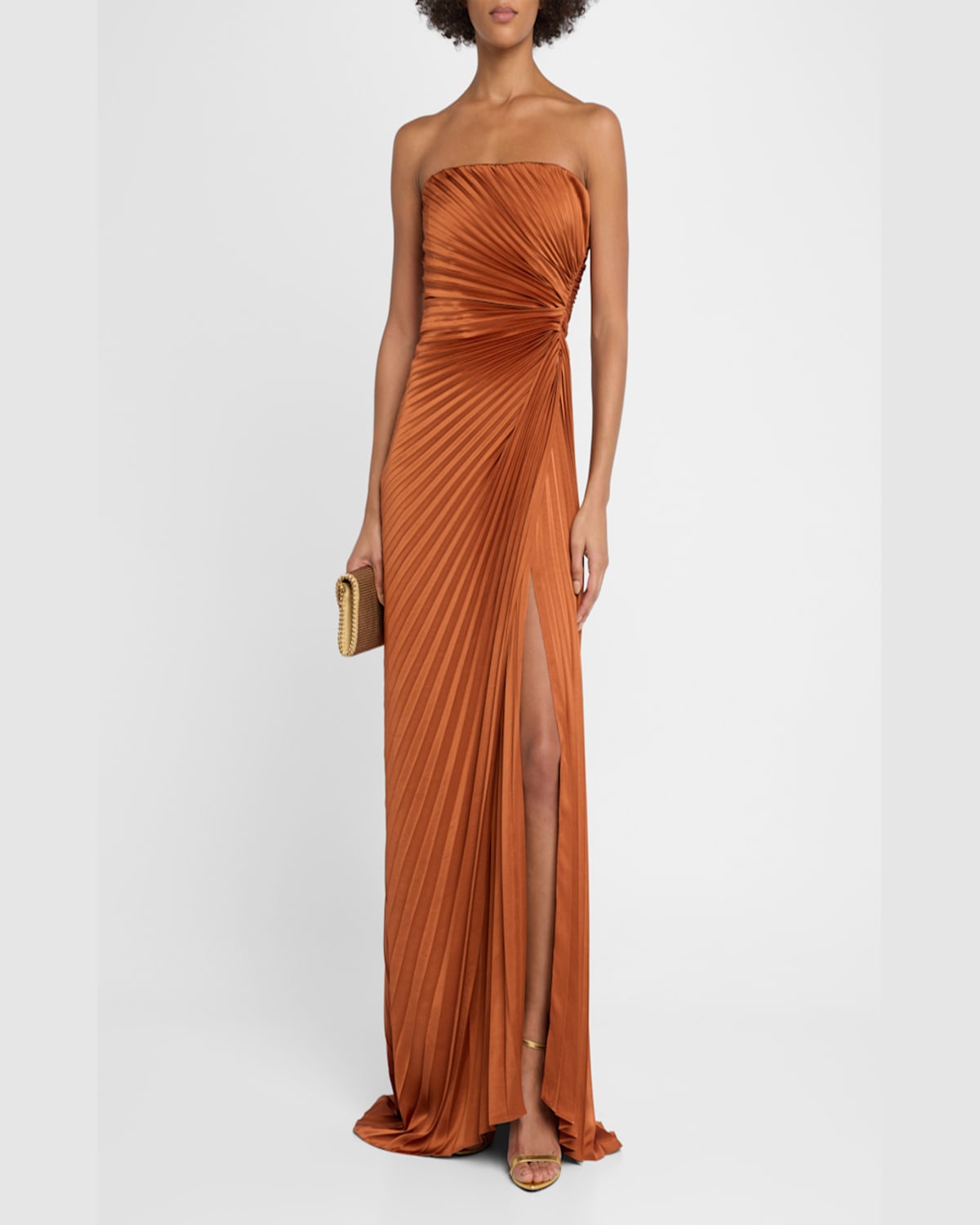 Shop A.l.c Layla Pleated Strapless Gown In Red Rock