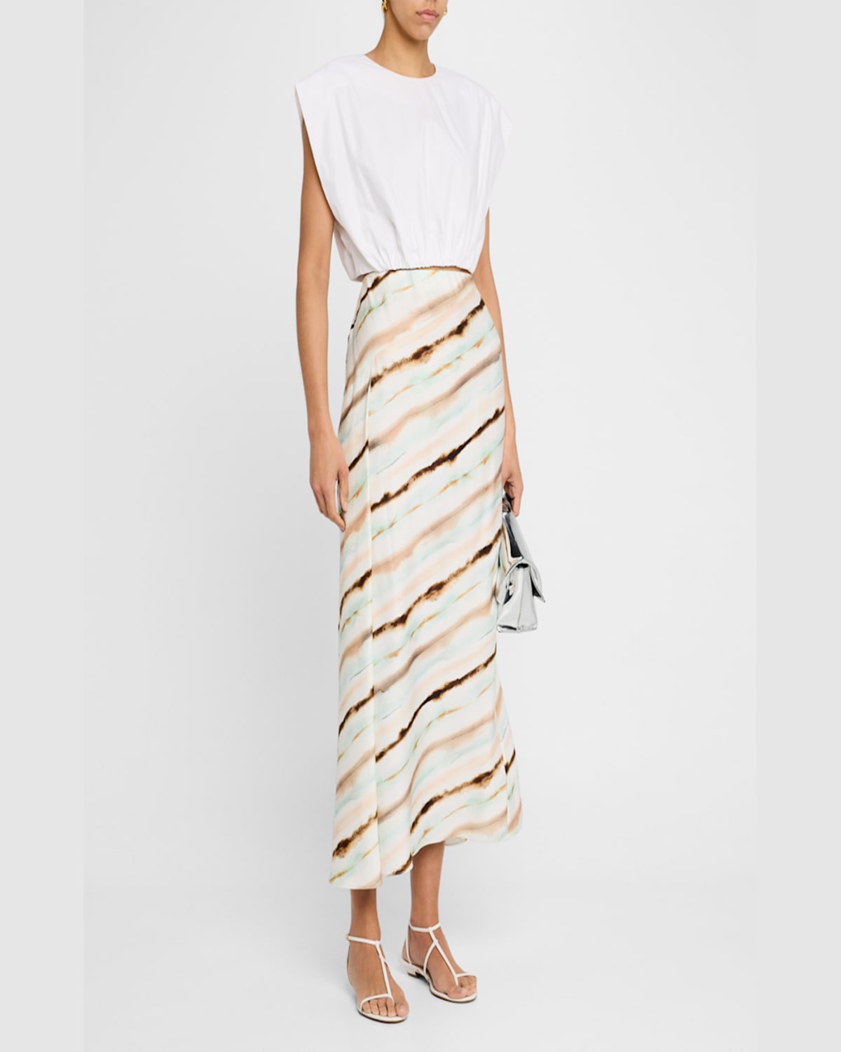 A.l.c Rita Slip Skirt In Mint Multi