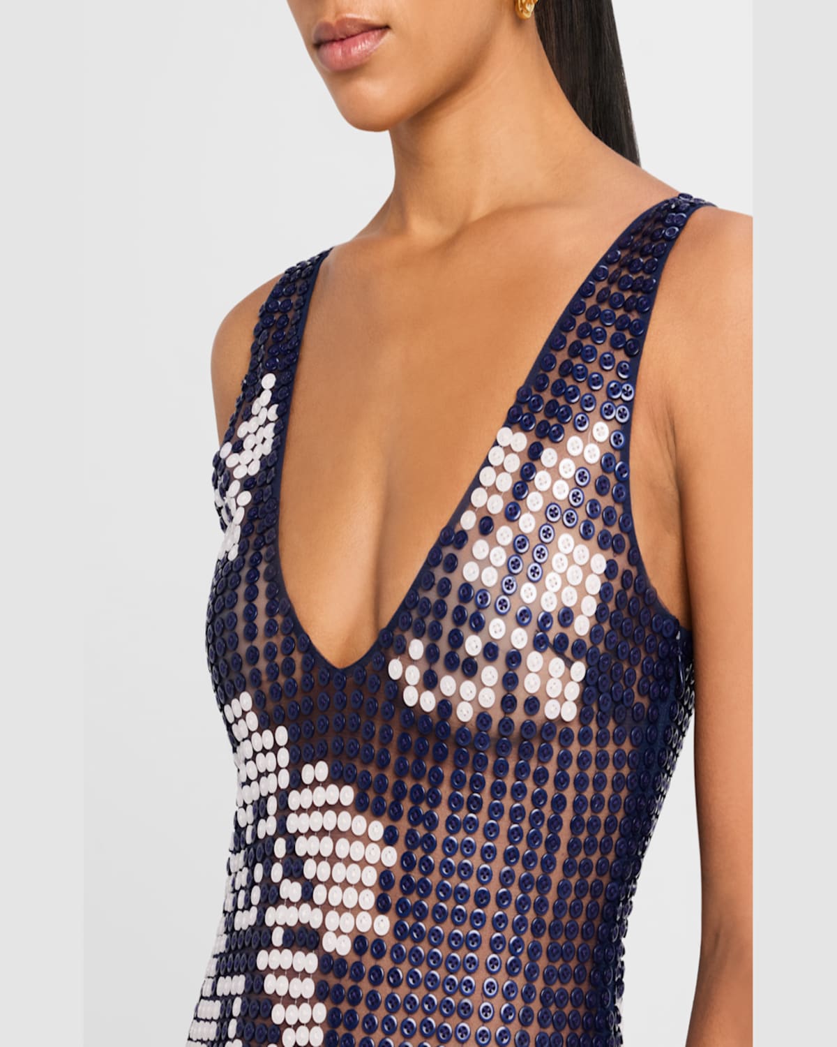 Wynn Hamlyn Hibiscus Button Gown In Navy