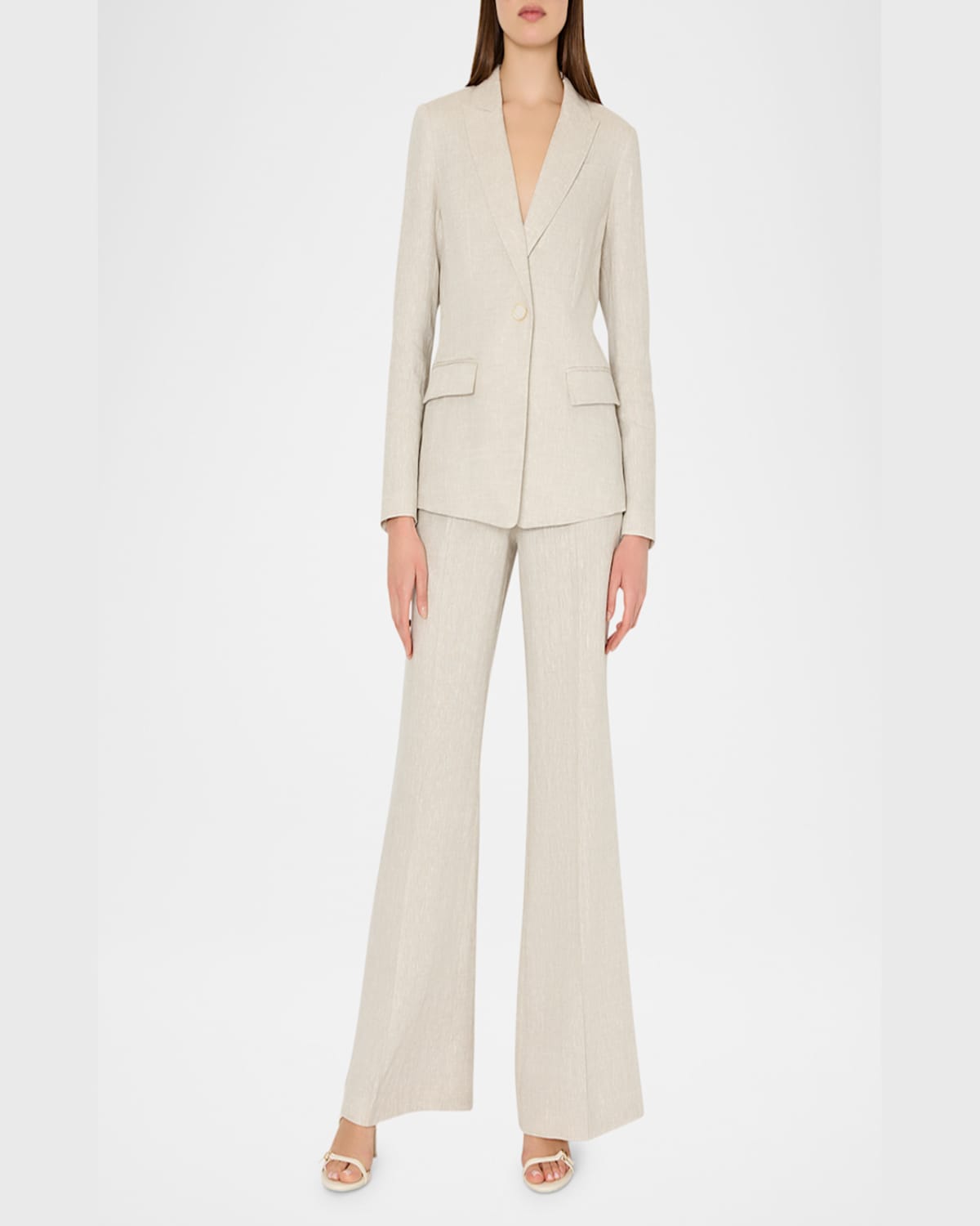 Milly Alexa Single-button Linen Blend Blazer In Natural