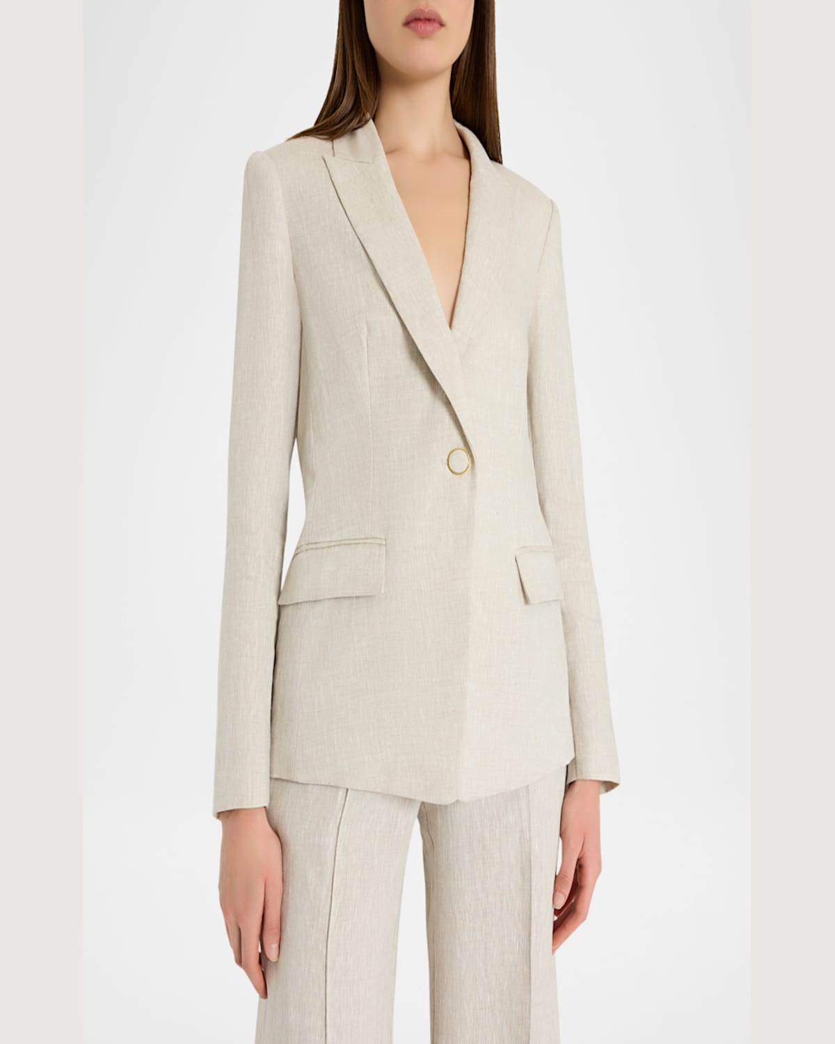 Milly Alexa Single-button Linen Blend Blazer In Natural