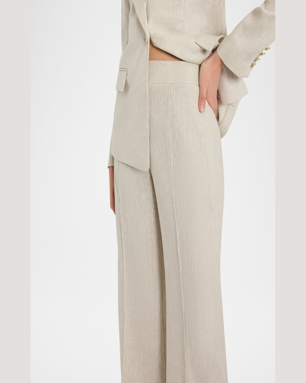 Milly Noa Wide-leg Linen Pants In Natural