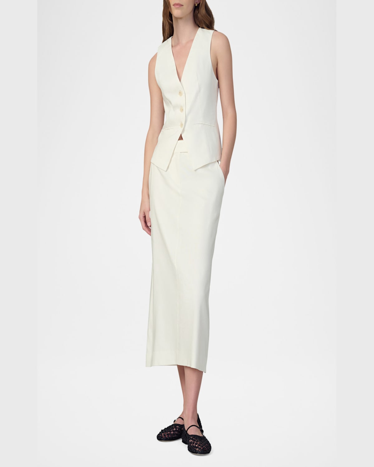 Shop Joe's Jeans The Maeve Tailored Midi Skirt In Ecru