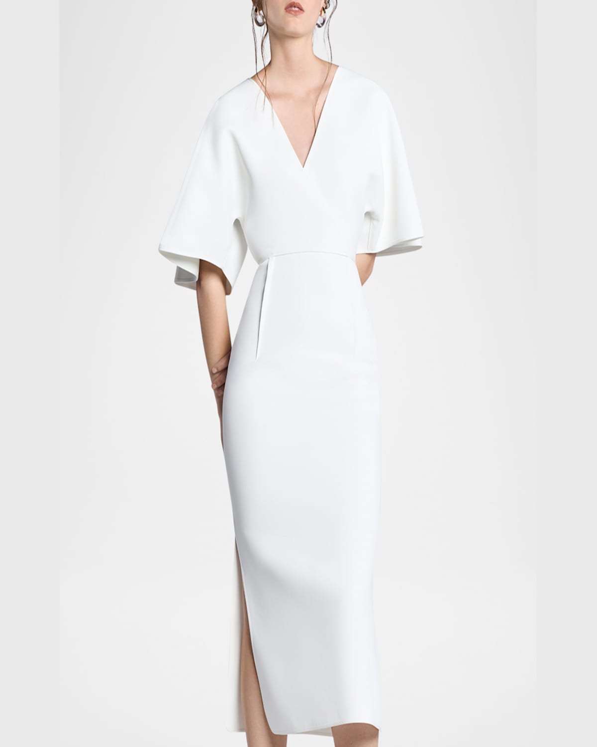 Maticevski Benefit Flutter-sleeve Midi Dress In White