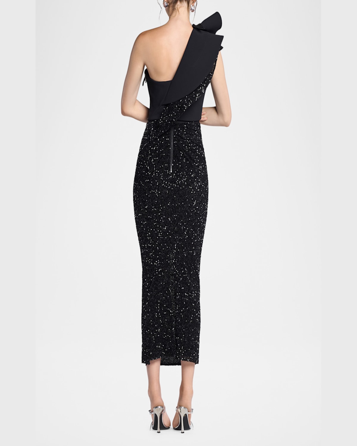 Maticevski Exotic Sequined Midi Skirt In Black Metallic
