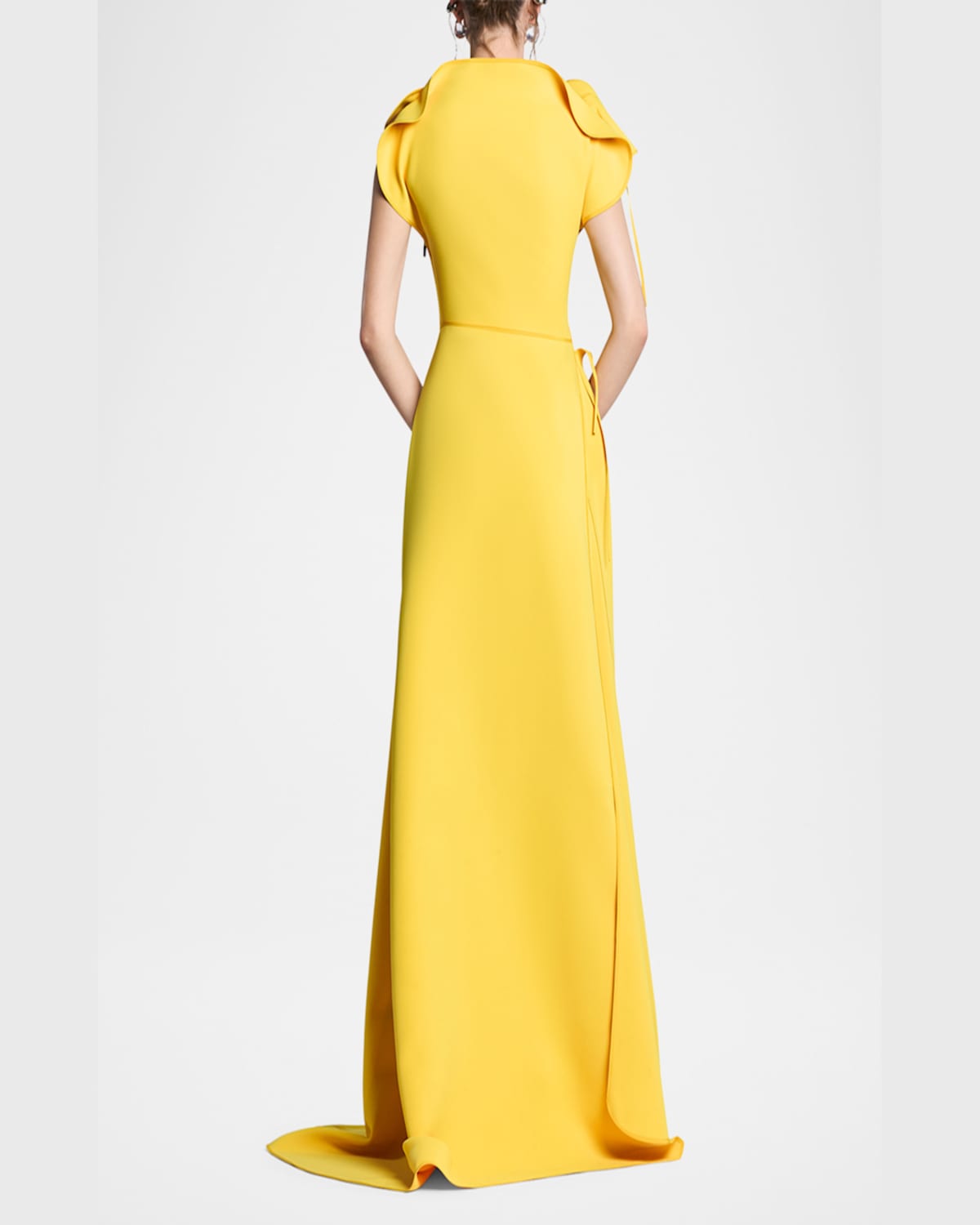 Maticevski Alena Fringe Applique Slit Gown In Sunshine