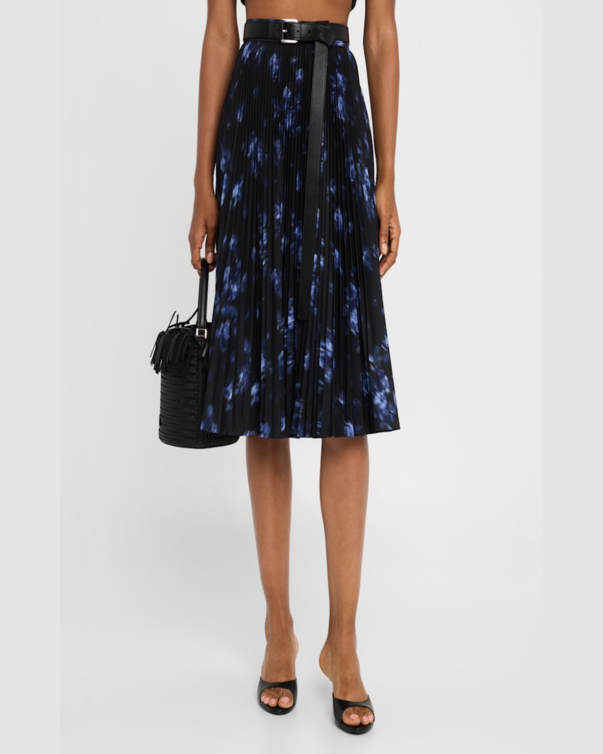 Michael Kors Collection Pleated Circle Skirt In Multi