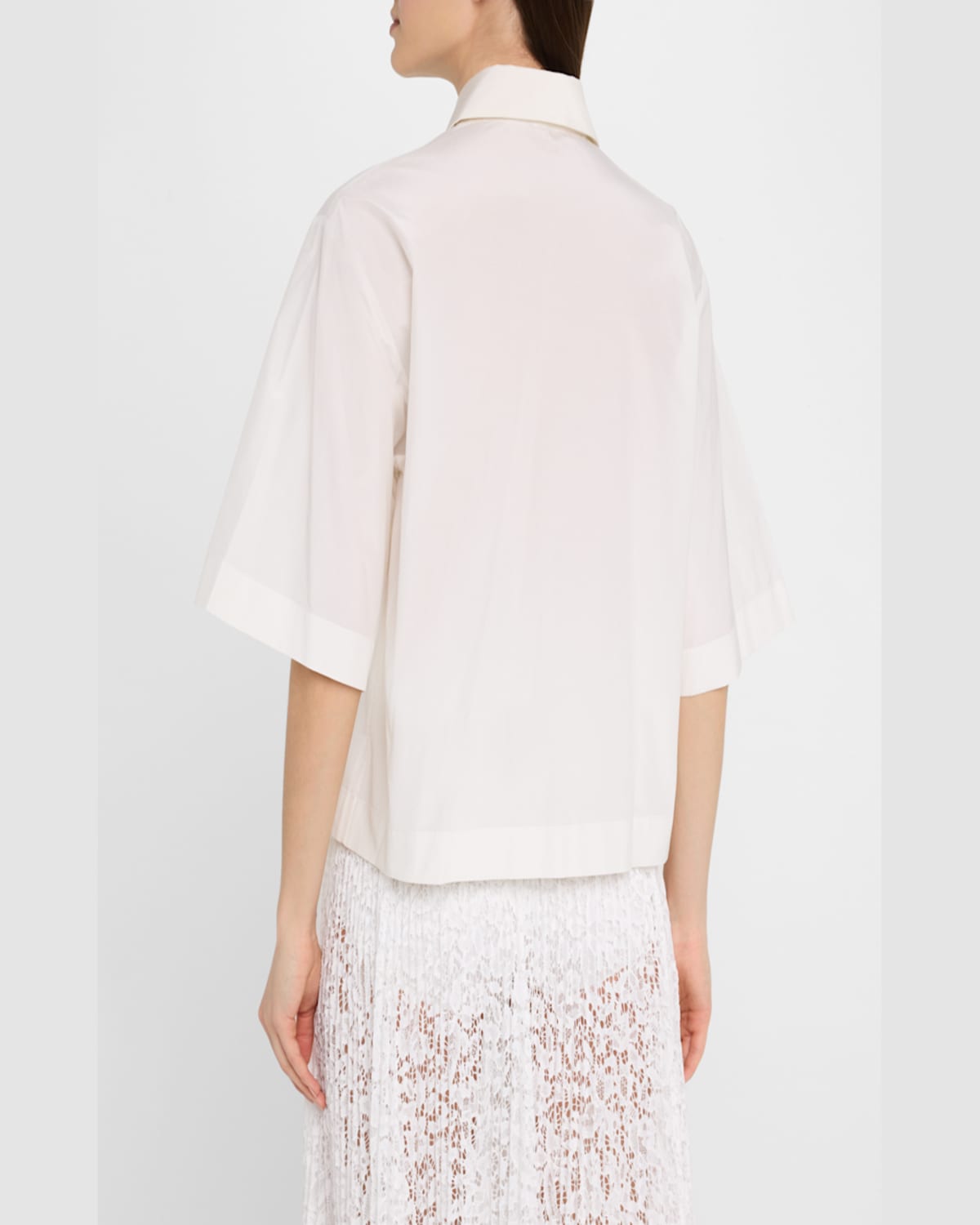 Shop Michael Kors Short-sleeve Silk-cotton Taffeta Camp Shirt In Optic Whit