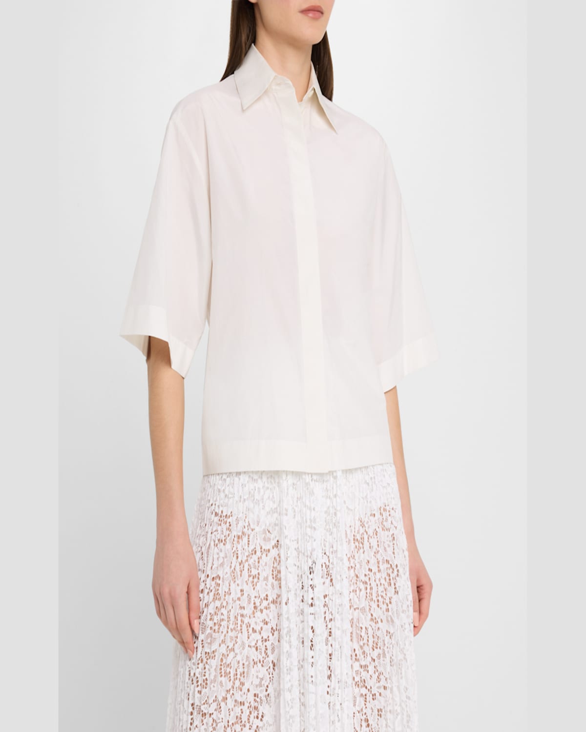 Shop Michael Kors Short-sleeve Silk-cotton Taffeta Camp Shirt In Optic Whit