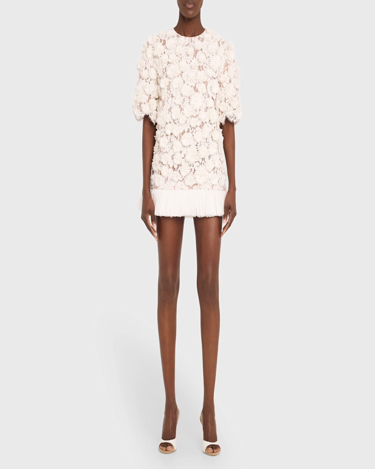 Michael Kors Raffia Hand Embroidery Tunic In Optic Whit