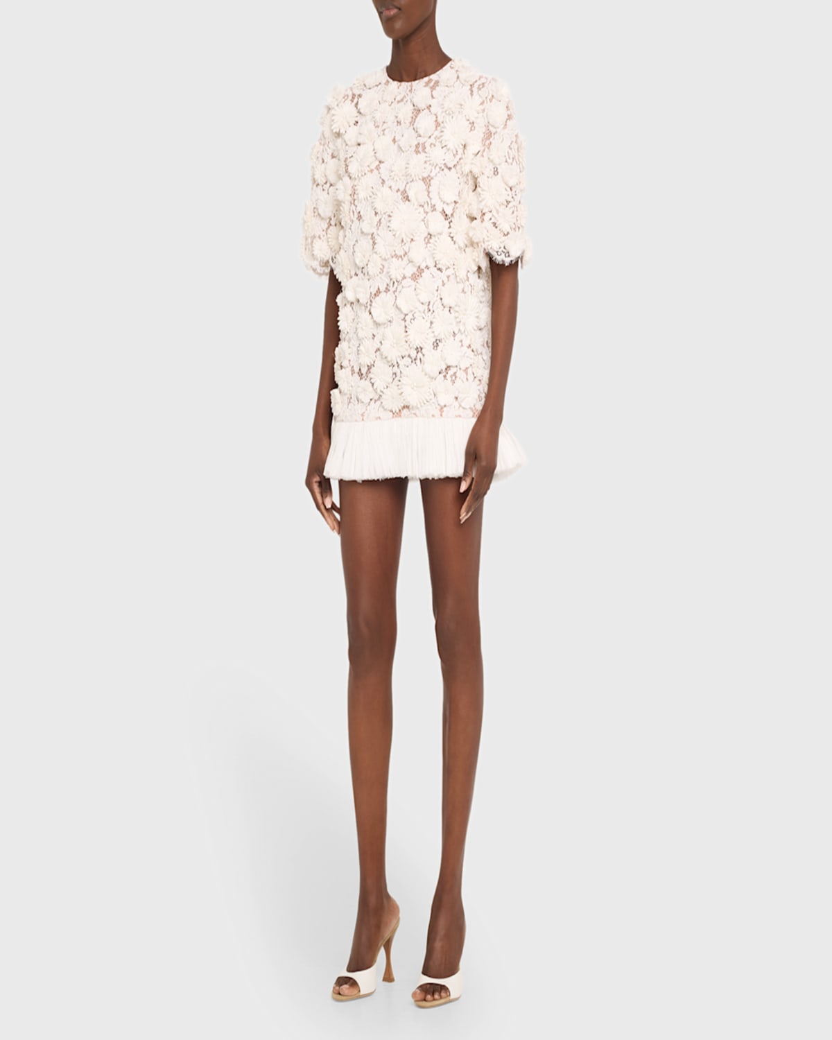 Michael Kors Raffia Hand Embroidery Tunic In Optic Whit
