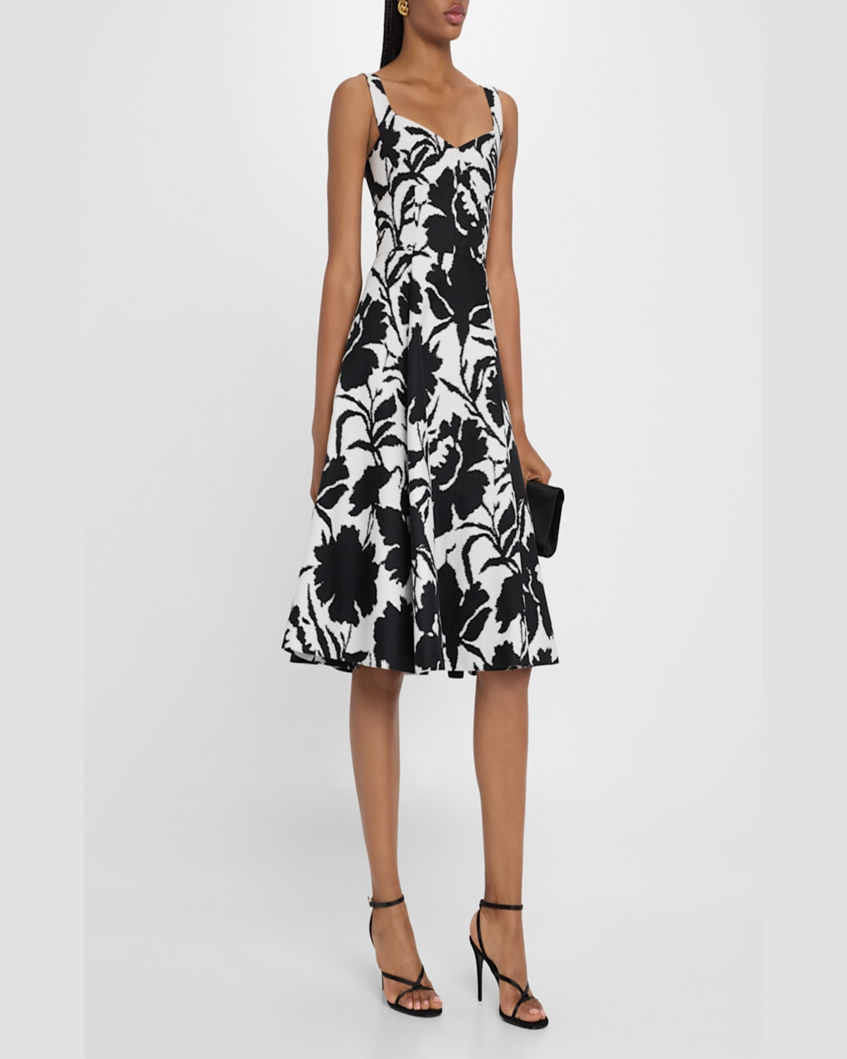 Michael Kors Collection Abstract Floral Print Dance Bustier Dress In Blackoptw
