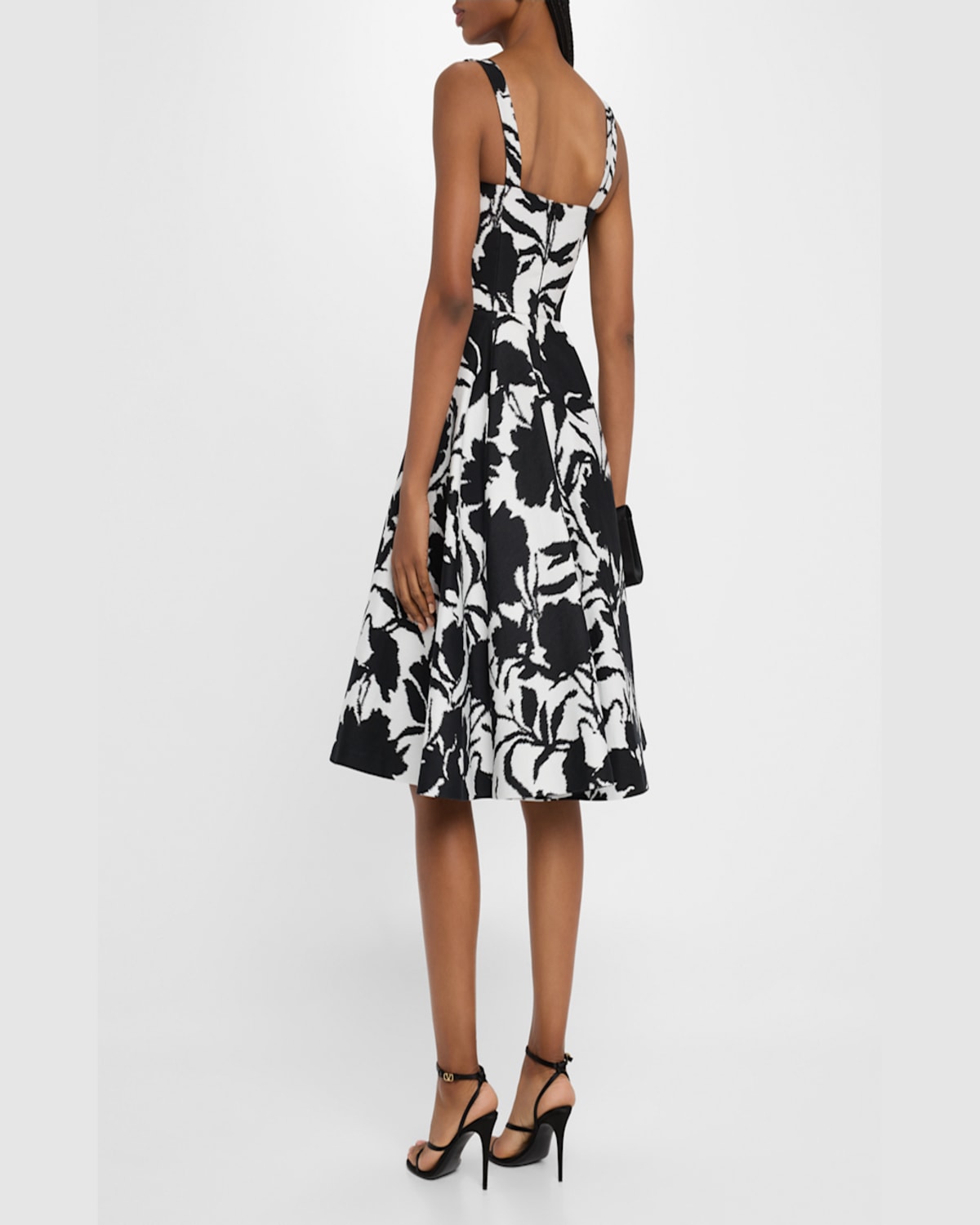 Michael Kors Collection Abstract Floral Print Dance Bustier Dress In Blackoptw