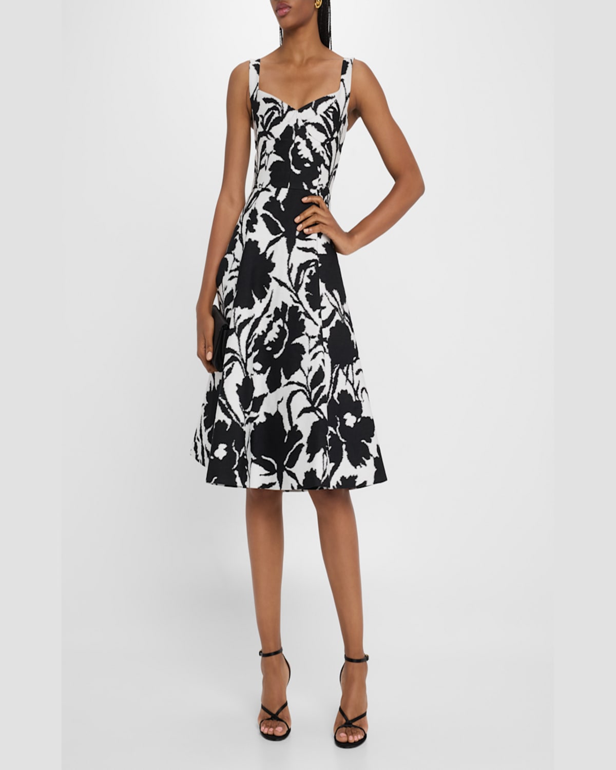 Michael Kors Collection Abstract Floral Print Dance Bustier Dress In Blackoptw