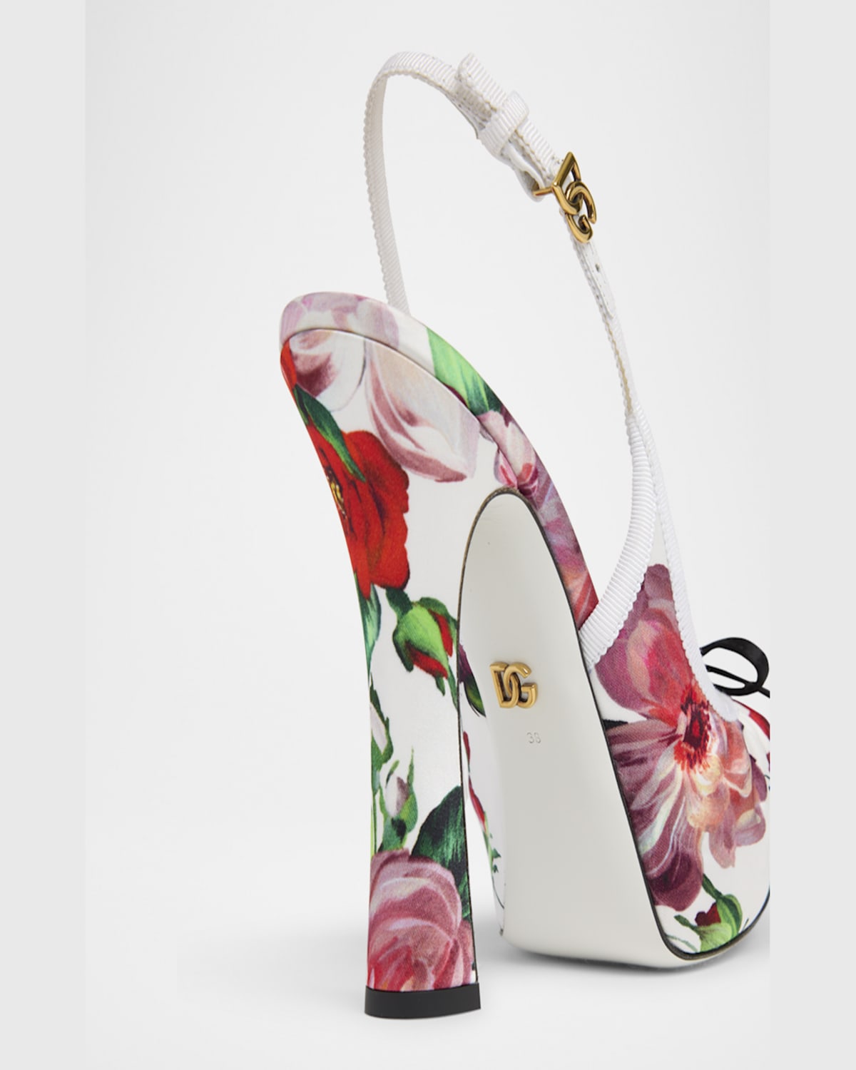 Shop Dolce & Gabbana Slingback Floral Ballerina Stiletto Pumps In Rose White