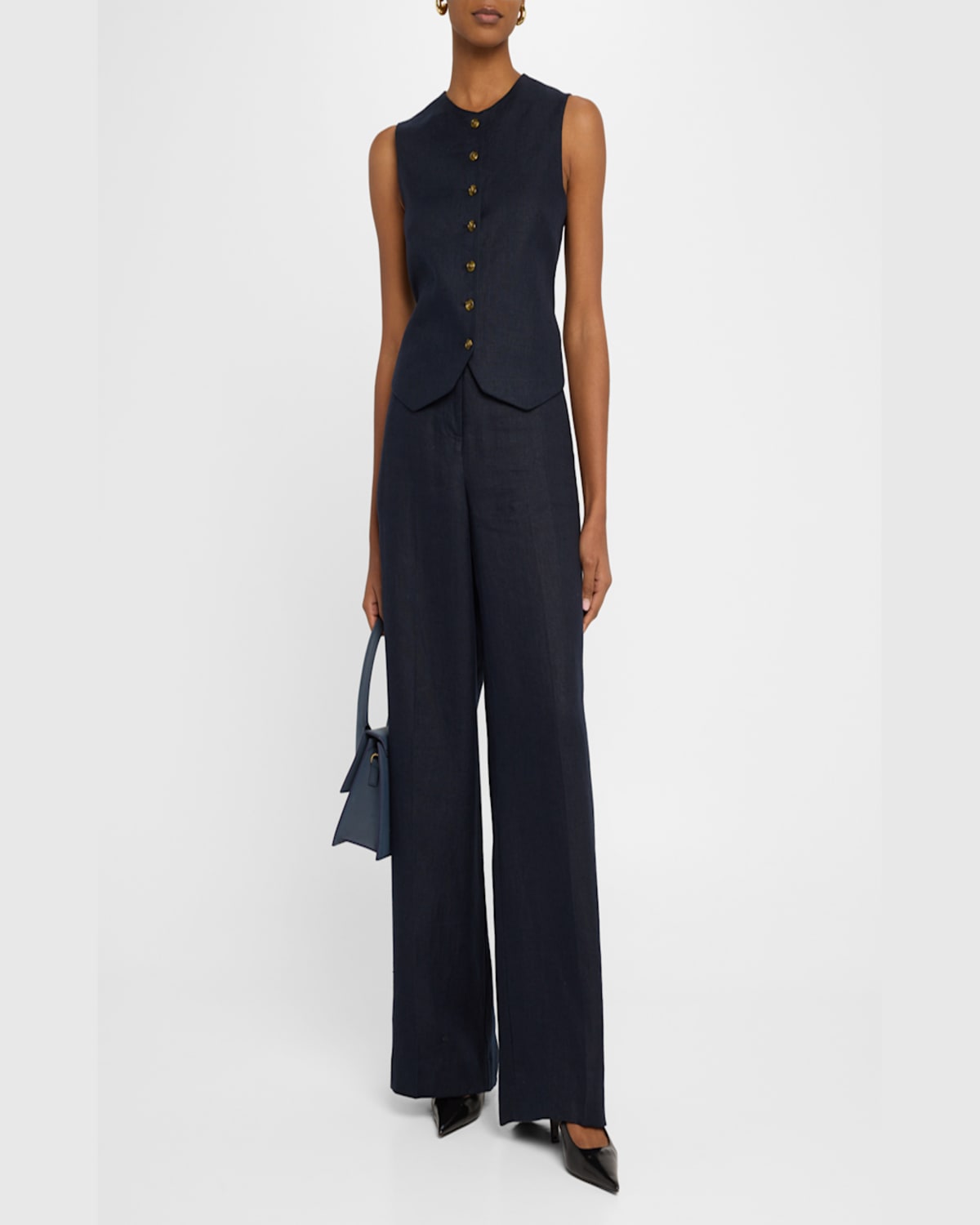 Argent Basketweave Linen Waistcoat