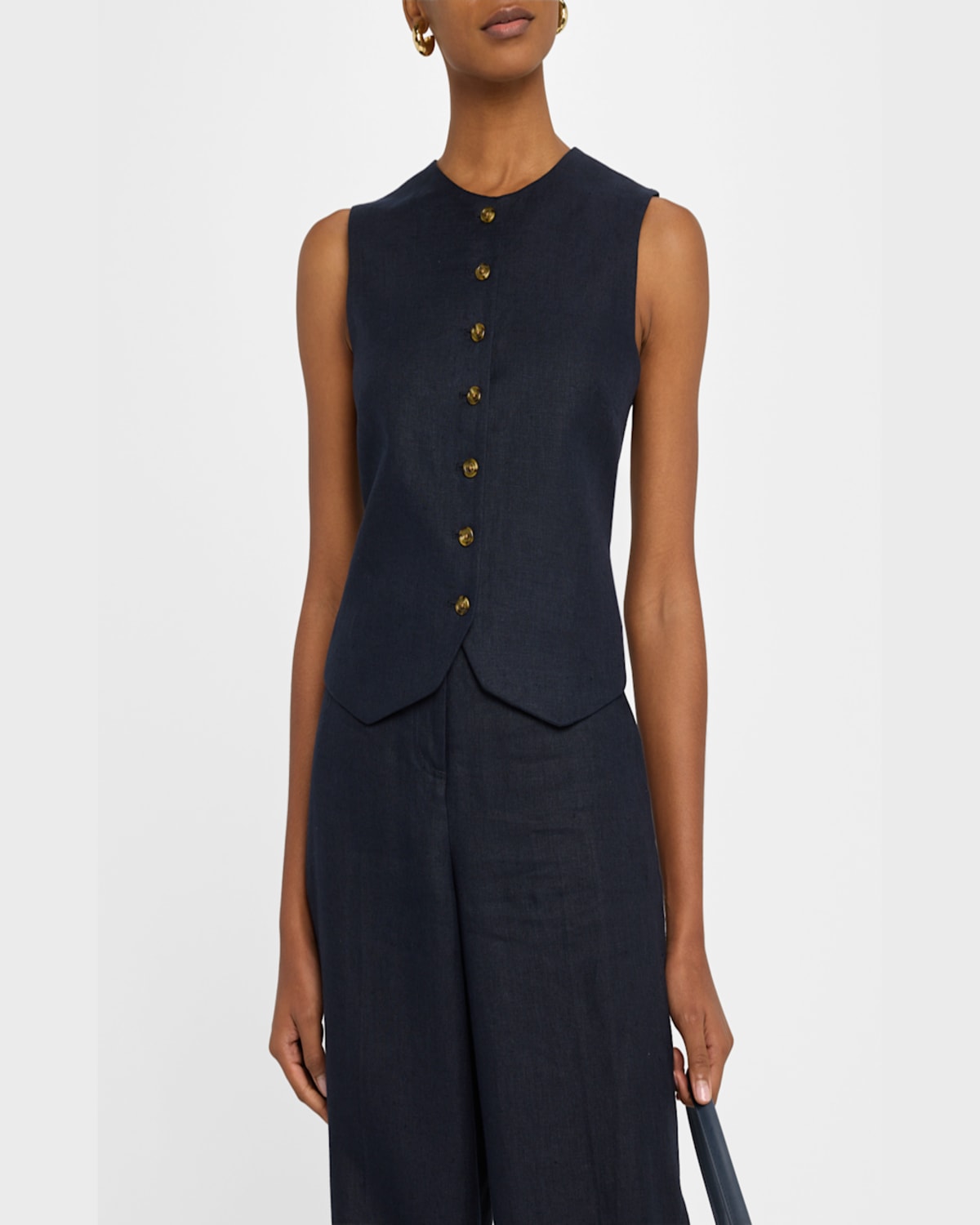 Argent Basketweave Linen Waistcoat