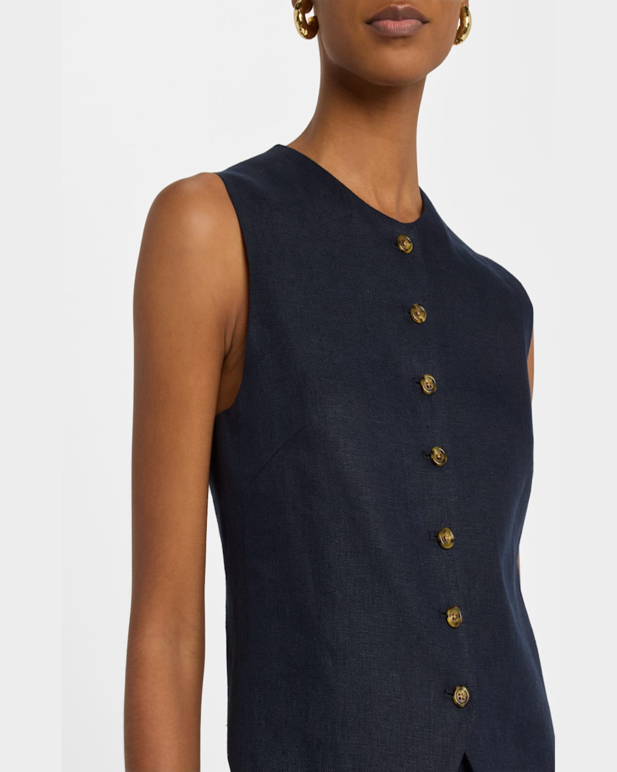 Argent Basketweave Linen Waistcoat