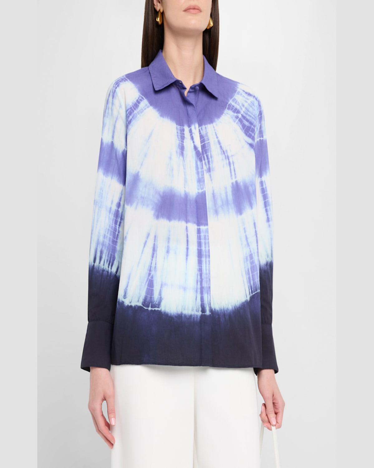 Kobi Halperin Cadia Tie-dye Cotton Blouse In Blue Multi