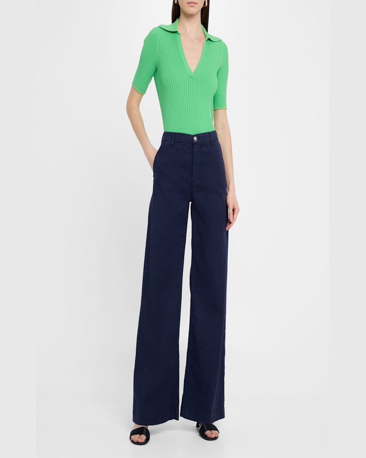Kobi Halperin Shay Wide-leg Linen Blend Pants In Midnight Blue