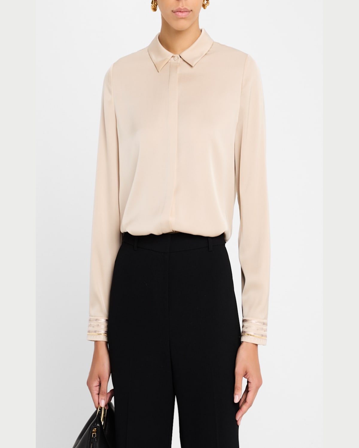 Kobi Halperin Devin Shimmer Embroidered Blouse In Black