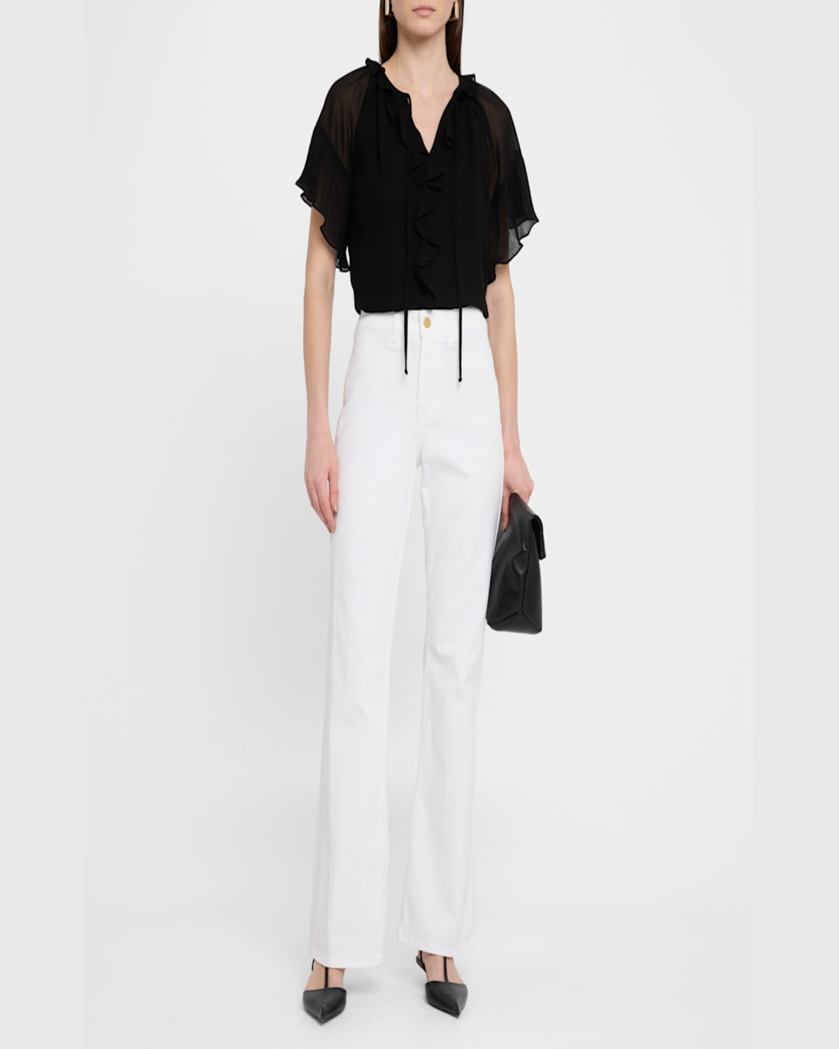 Kobi Halperin Vale Raglan-sleeve Ruffle Blouse In Black