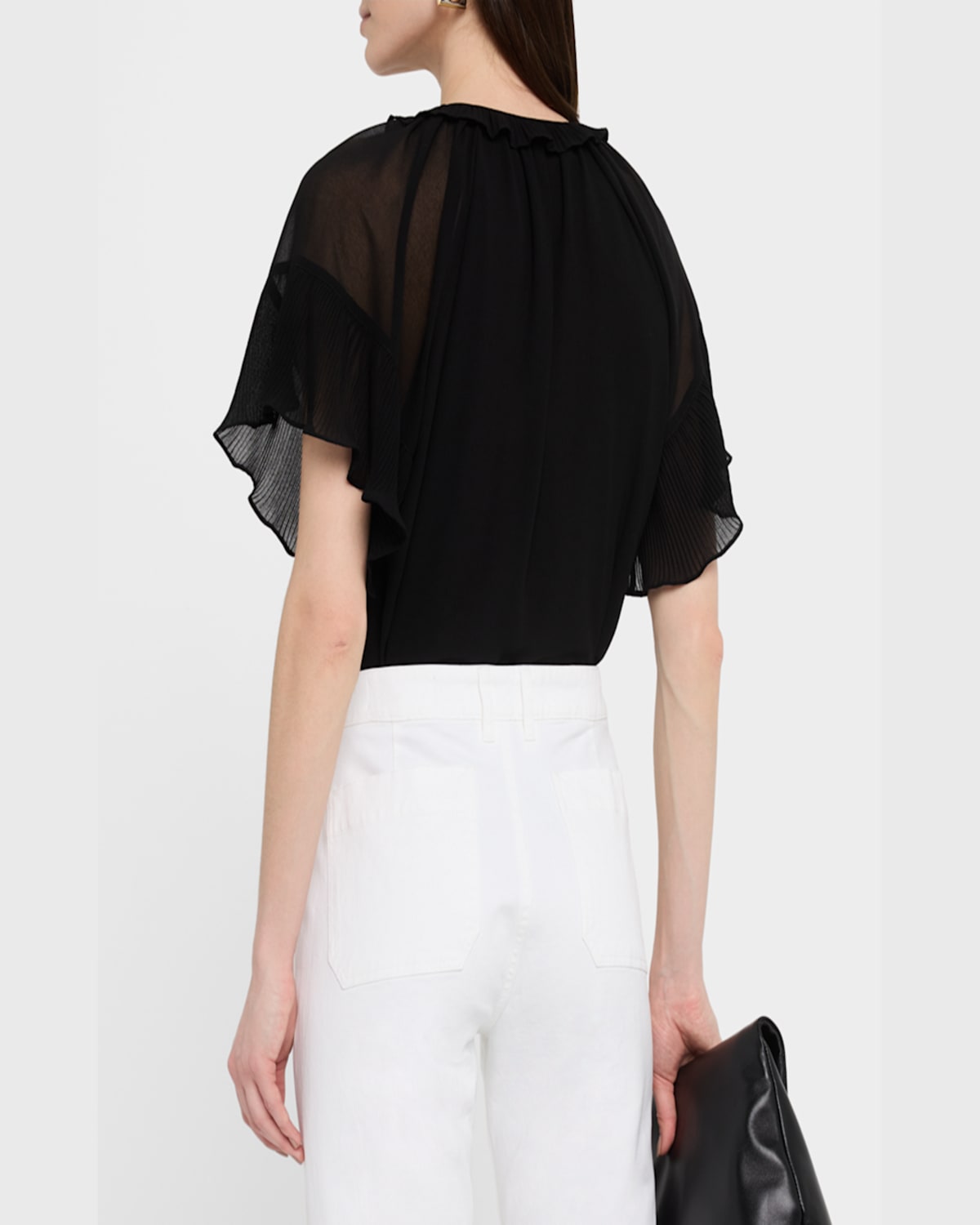 Kobi Halperin Vale Raglan-sleeve Ruffle Blouse In Black