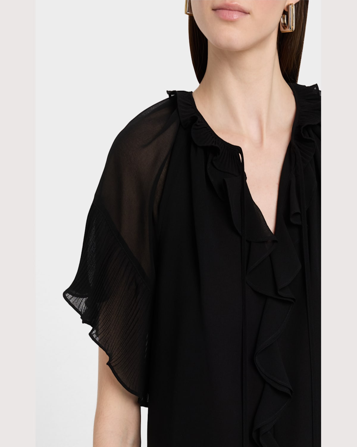 Kobi Halperin Vale Raglan-sleeve Ruffle Blouse In Black