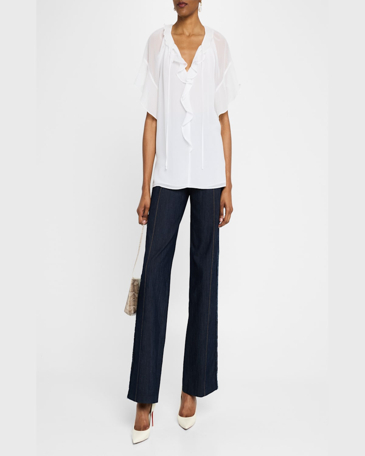 Kobi Halperin Vale Raglan-sleeve Ruffle Blouse In Black