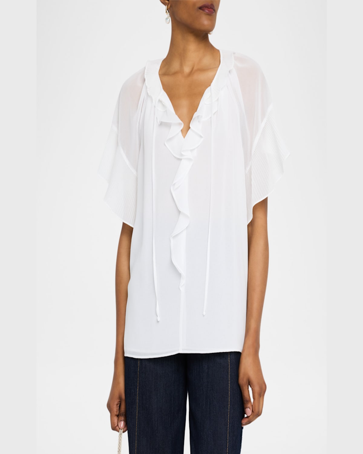 Kobi Halperin Vale Raglan-sleeve Ruffle Blouse In Black