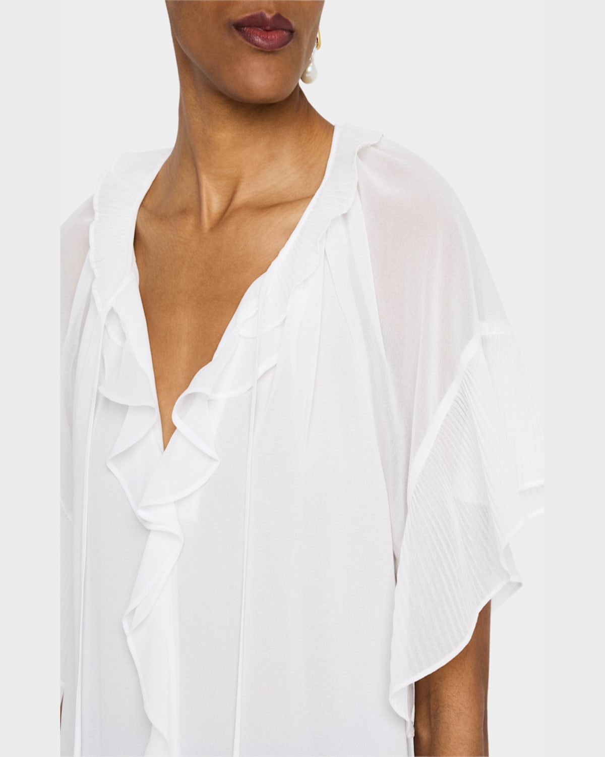 Kobi Halperin Vale Raglan-sleeve Ruffle Blouse In Black