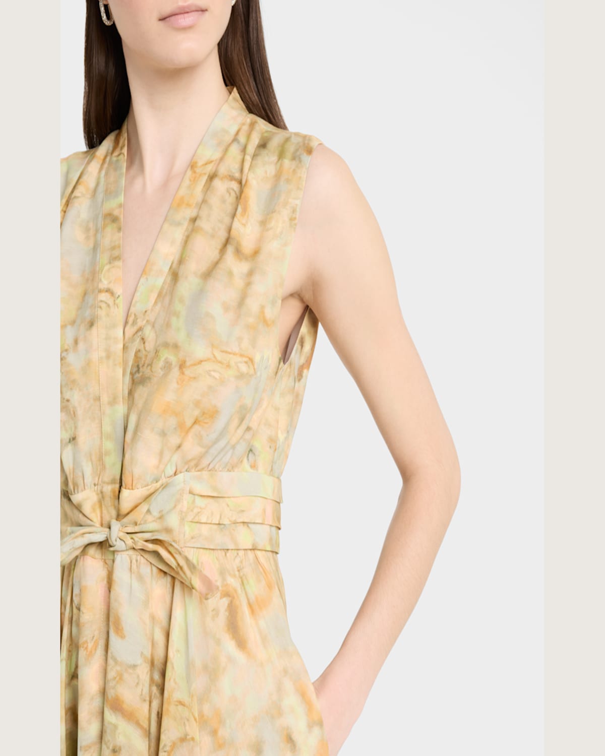 Kobi Halperin Junia Pleated Watercolor-print Midi Dress In Multi