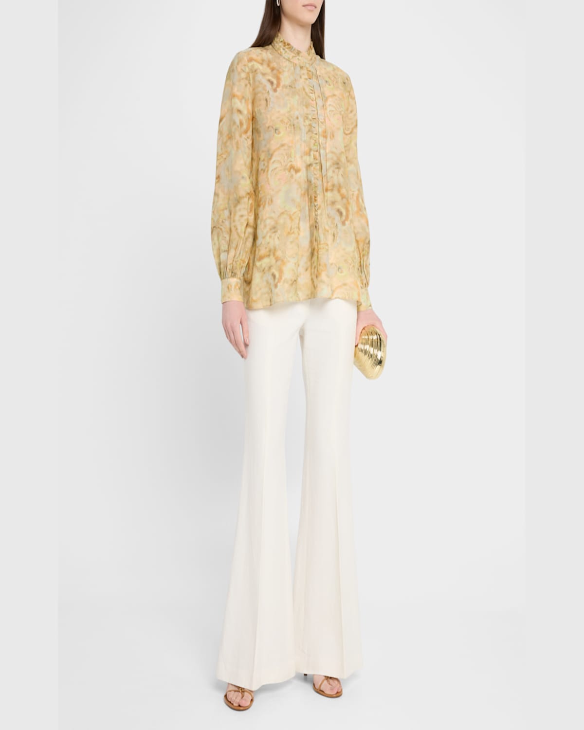 Kobi Halperin Lenorie Watercolor-print Pintuck Blouse In Multi