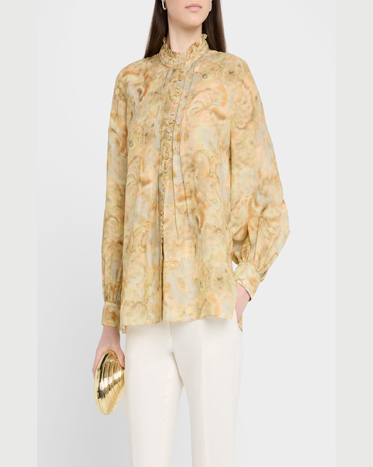 Kobi Halperin Lenorie Watercolor-print Pintuck Blouse In Multi